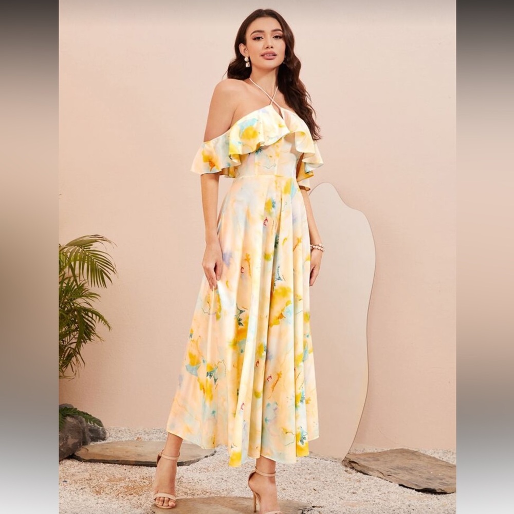 Tie Dye Off-Shoulder Maxi Dress